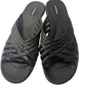 Okabashi Black Venice Sandals Womens Medium 6.5 7.5 Beach Casual